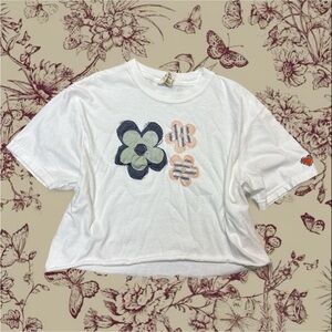 Comfort Colors White T-Shirt with Floral Accents